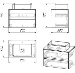 Grossman Тумба под раковину Эдванс 80 подвесная цемент светлый – фотография-5